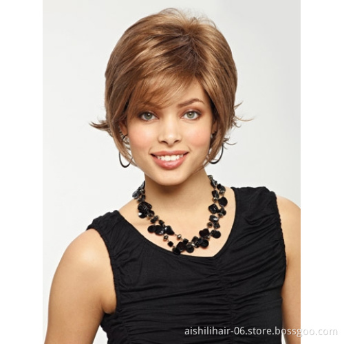 The best-selling brown and grey blended short wig made in China is for older women
